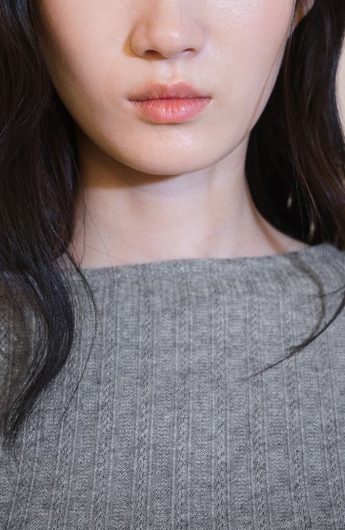 Shop Mango Pointelle Long Sleeve T-shirt In Medium Heather Grey