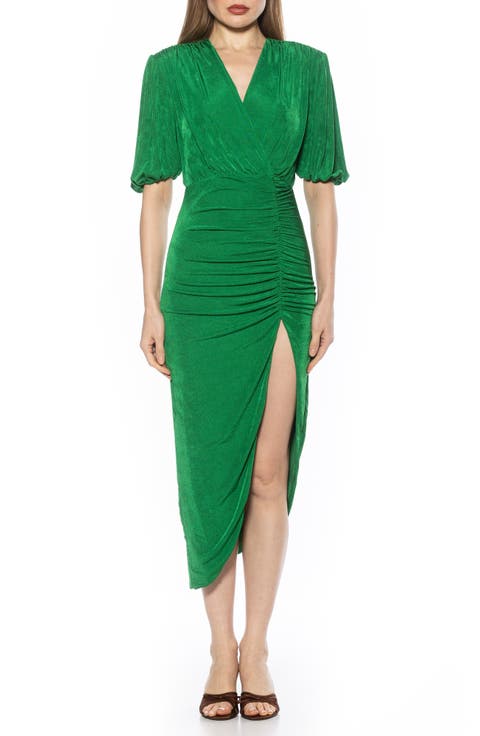 Fern V-Neck Drape Slit Dress