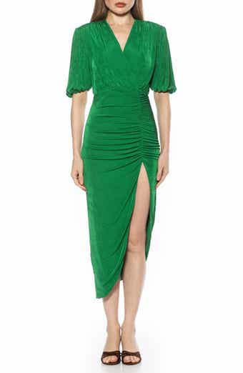 Alexia Admor Fern V-Neck Drape Slit Dress