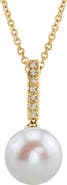 The Pearl Source Freshwater Pearl Dangling Diamond Pendant