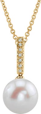 The Pearl Source Freshwater Pearl Dangling Diamond Pendant