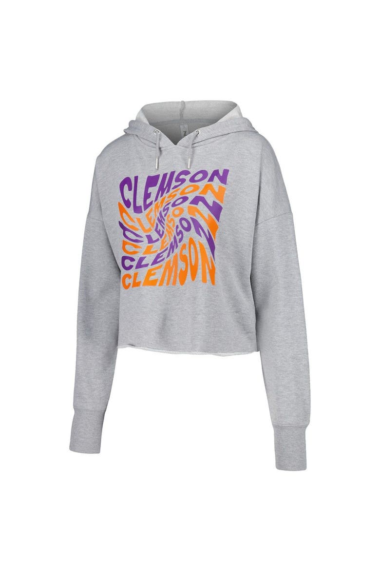 Women's ZooZatz Gray Clemson Tigers Swirl Cropped Pullover Hoodie, Alternate, color, Gray