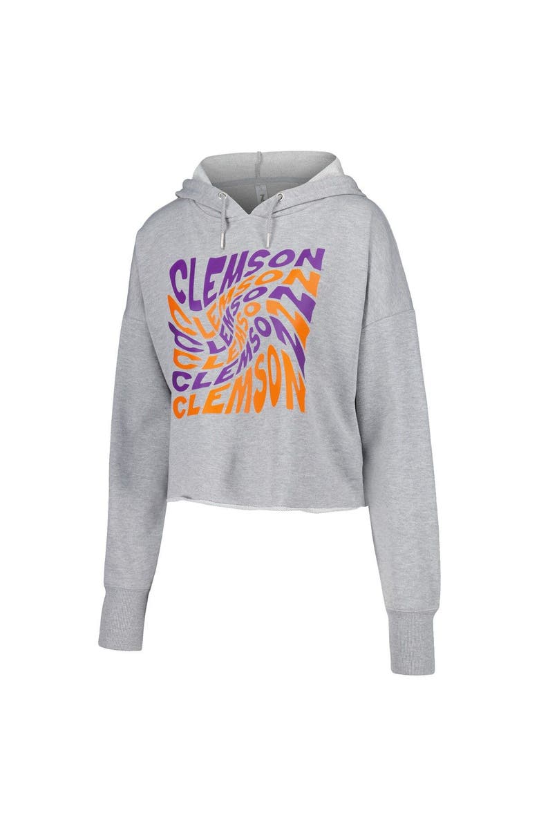 ZOOZATZ Women's ZooZatz Gray Clemson Tigers Swirl Cropped Pullover Hoodie, Alternate, color, Gray