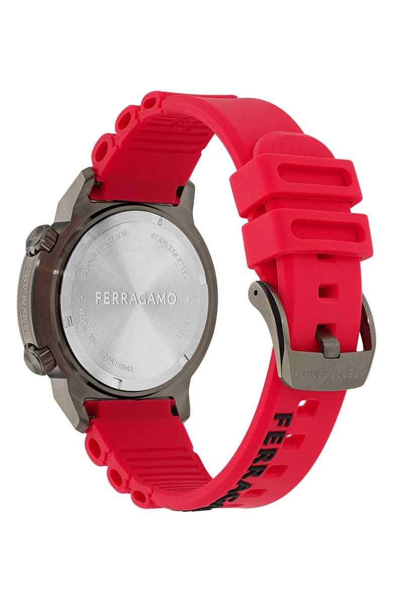FERRAGAMO Sport Silicone Strap Watch, 46mm, Alternate, color, 