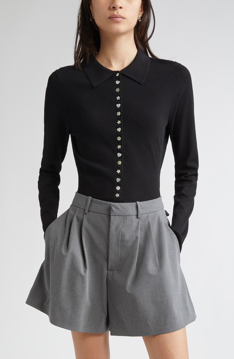 Sandy Liang Fiction Cardigan, Main, color, Black