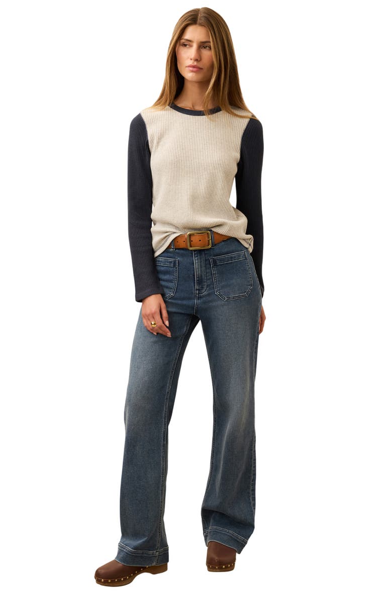 Faherty Apres Colorblock Long Sleeve Waffle Knit Top, Alternate, color, 