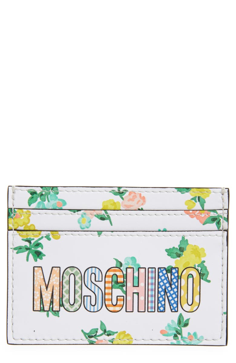 Moschino Teddy Patchwork Card Case, Main, color, 