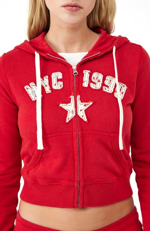 Bdg Urban Outfitters Shrunken Nyc Appliqué Zip Hoodie In Red