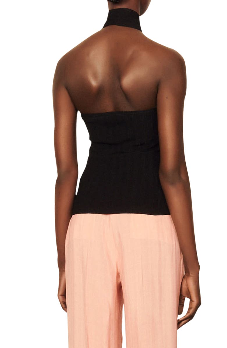 SANDRO Twist Crossover Halter Top, Alternate, color, Black