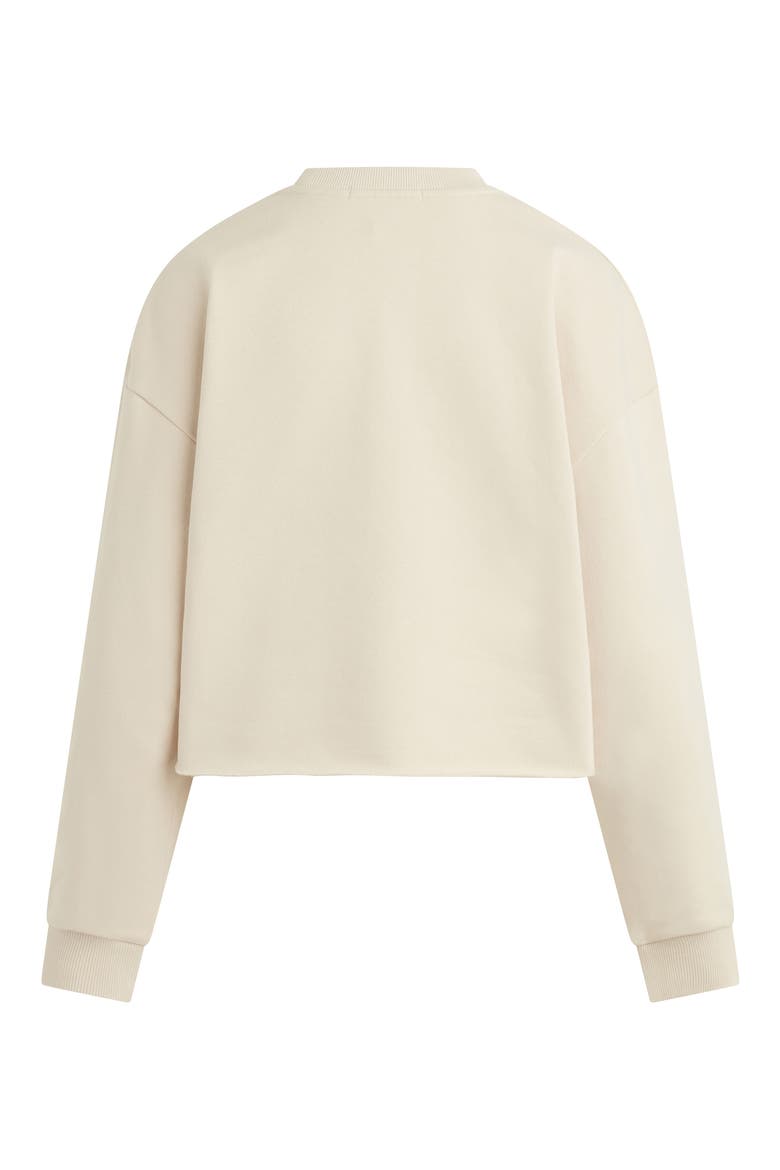 Cropped Collegiate Sweatshirt, Alternate, color, FRENCH OAK/ SNOW WHITE