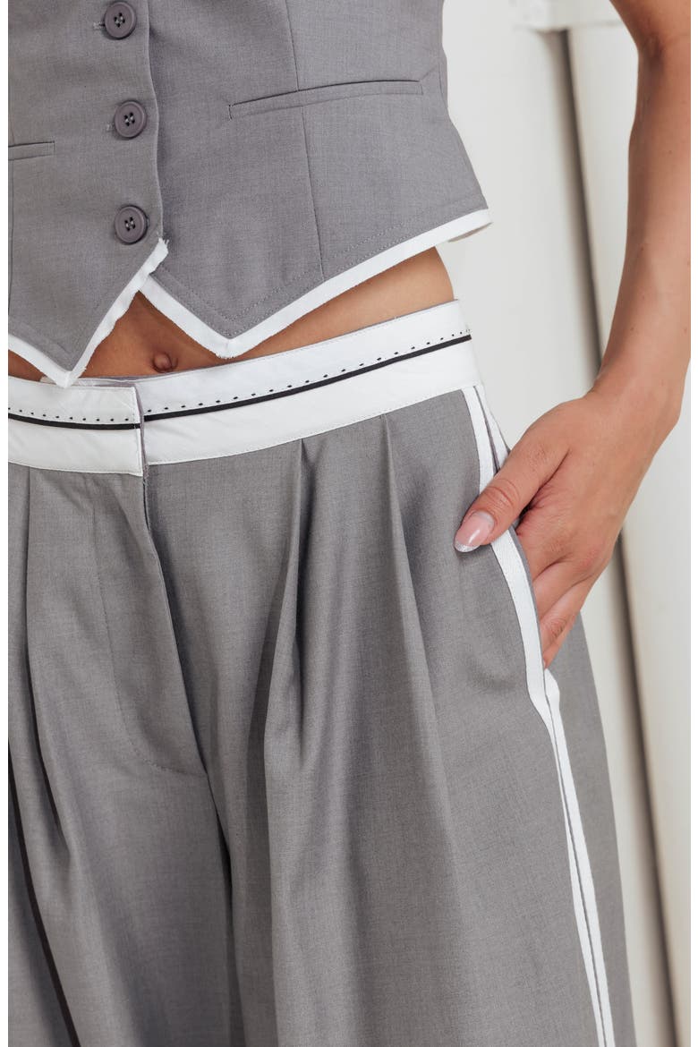Side Stripe Wide Leg Pants, Alternate, color, GREY/ WHITE