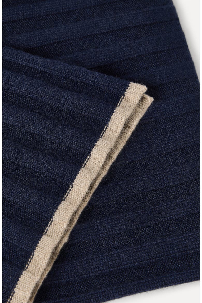 Cashmere rib knit scarf, Alternate, color, Navy Blue