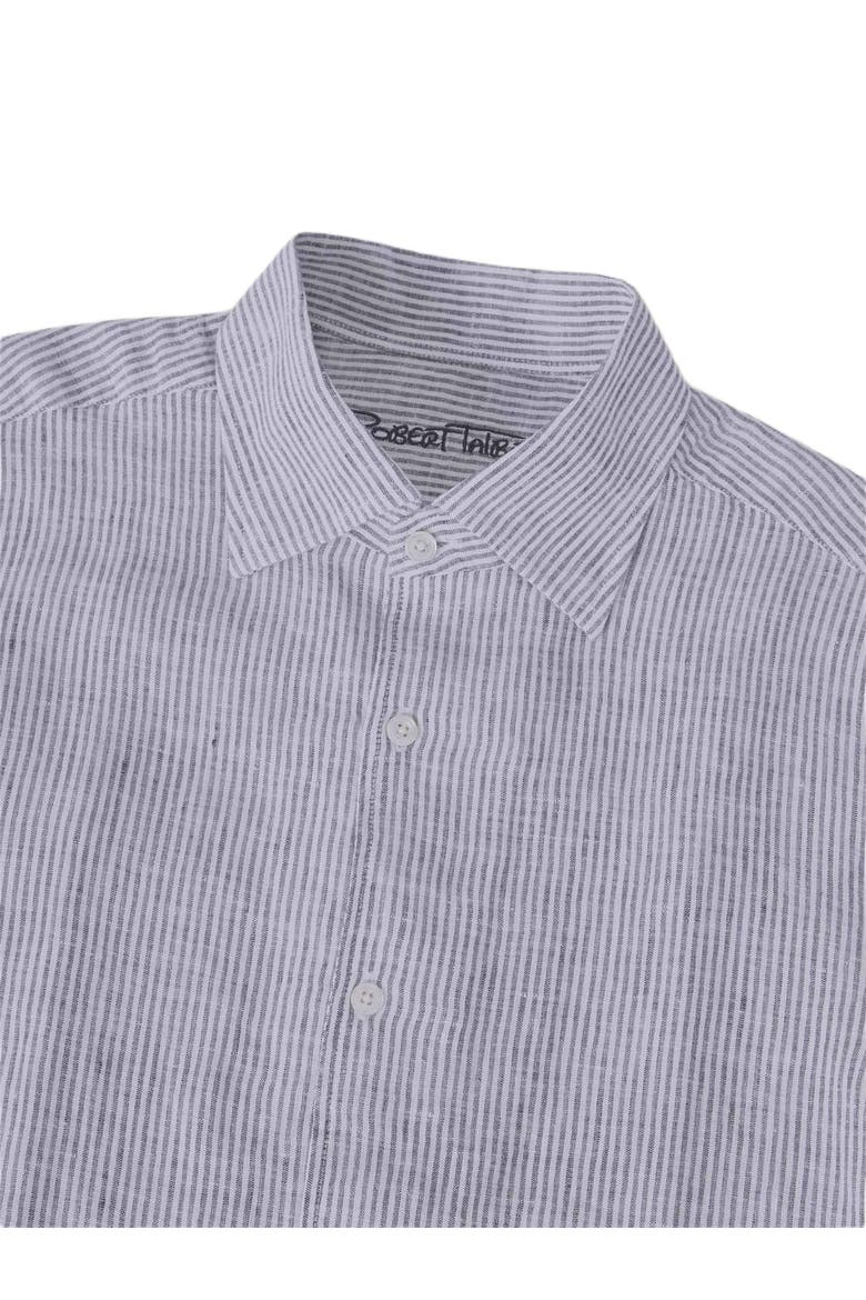 Morgan Medium Stripe Linen Shirt, Alternate, color, Navy