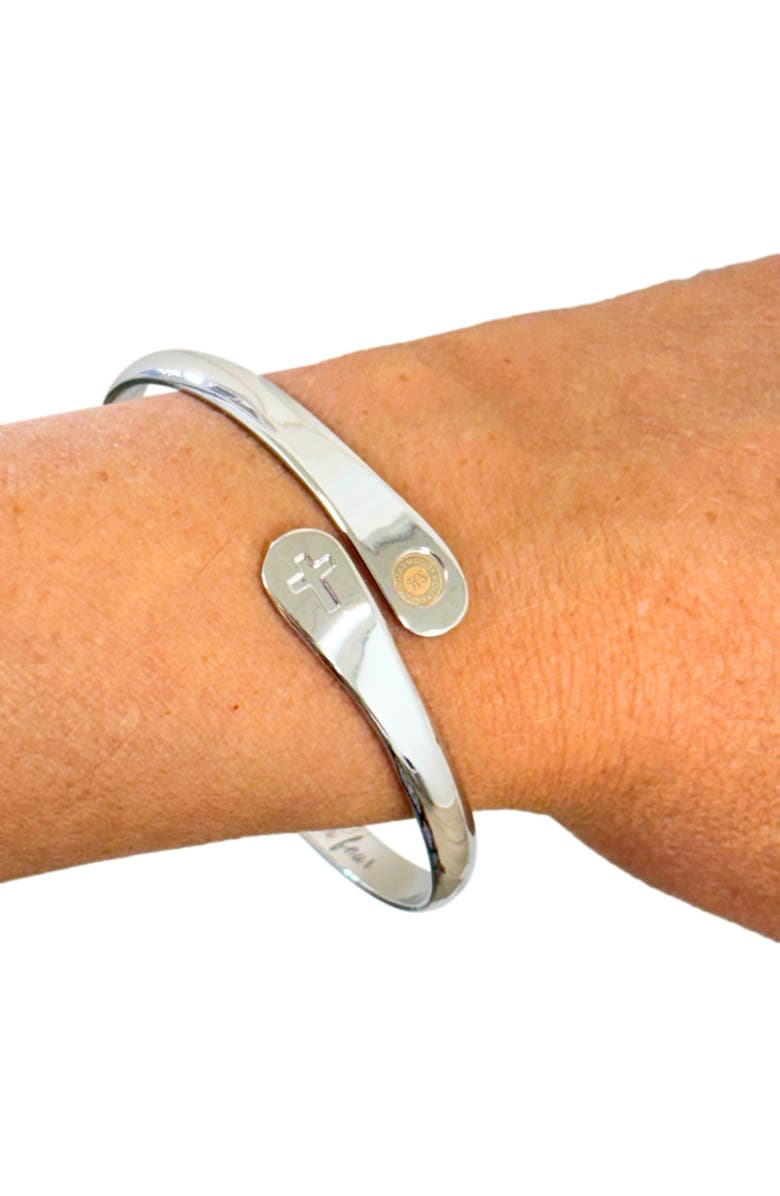 Hollywood Sensation Cross Bracelets Engraved Let your faith be bigger than your fear, Alternate, color, Silver