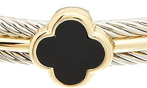 Juvell Two-tone Onyx Clover Layered Cuff Bracelet