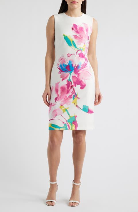 Floral Print Sleeveless Sheath Dress