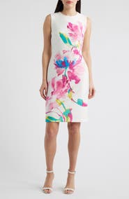 Anne Klein Floral Print Sleeveless Sheath Dress