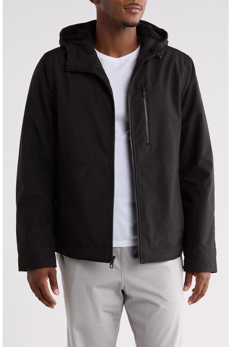 Softshell Hooded Jacket, Main, color, BLACK