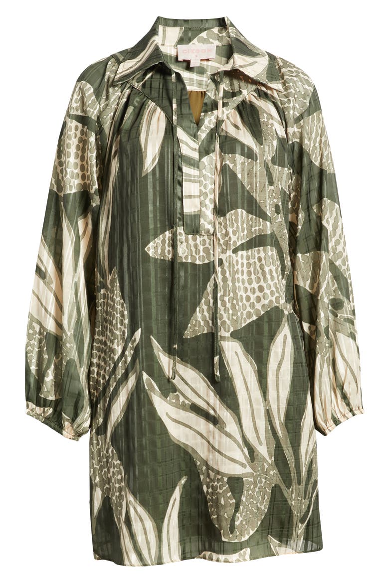 Elisa Print Long Sleeve Shirtdress, Alternate, color, OLIVE/ SAGE