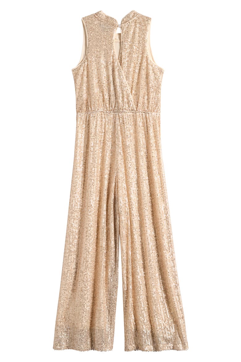 Kids' Sequin Mock Neck Jumpsuit, Alternate, color, ROSE GOLD