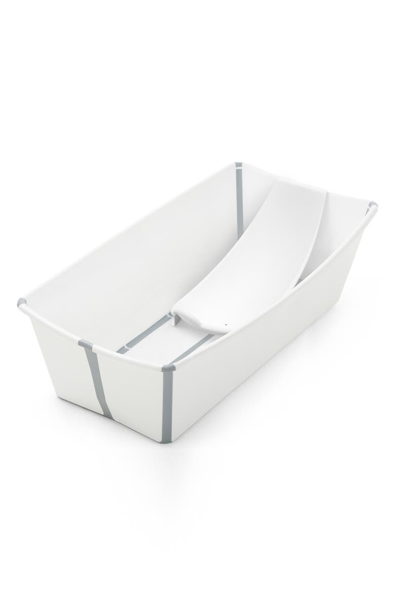 Stokke Flexi Bath<sup>®</sup> Extra Large Foldable Baby Bath Tub with Temperature Plug & Infant Insert, Main, color, White