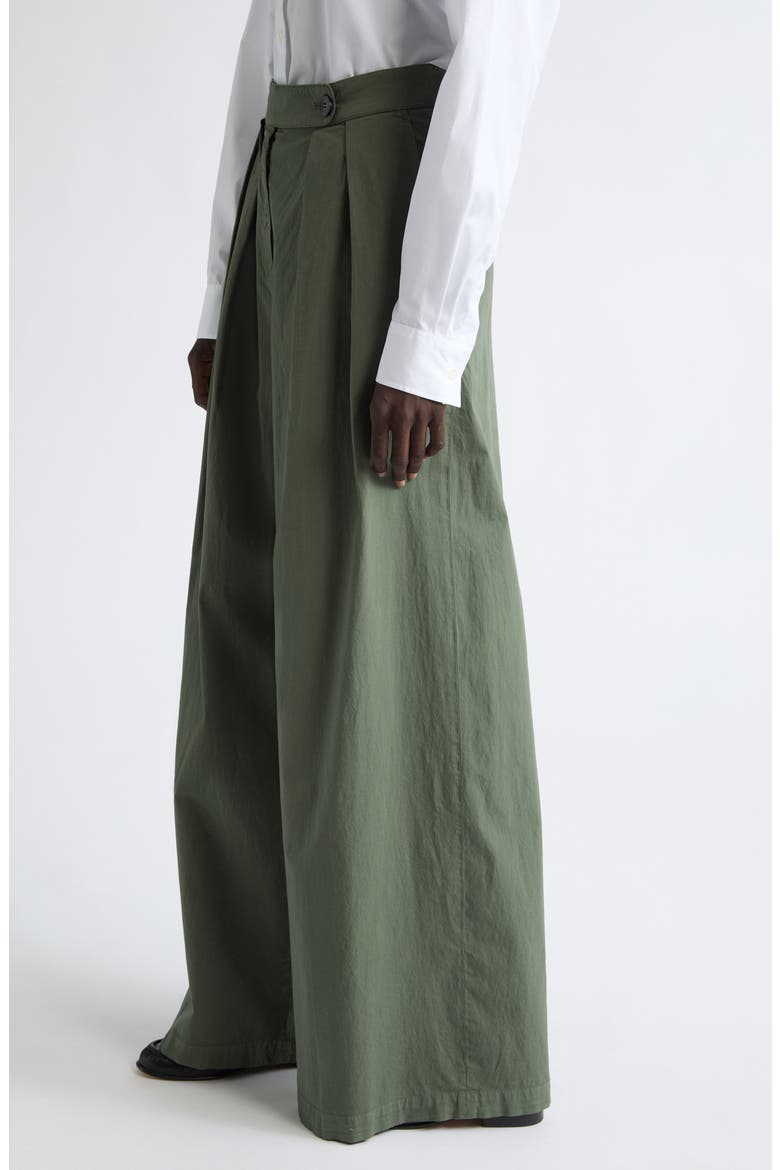 Pamplona Pleated Stretch Cotton Wide Leg Pants, Alternate, color, SAGE