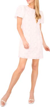 CeCe Embroidered Floral Bubble Short Sleeve Dress