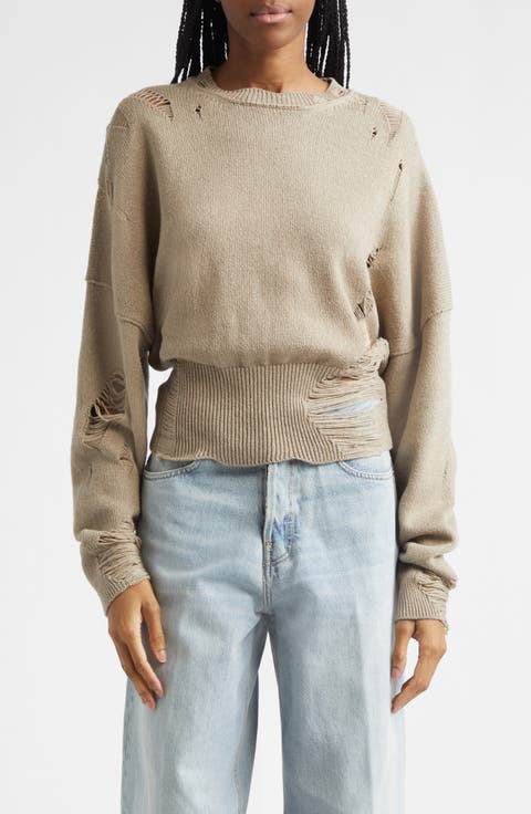 Marcy Ripped Wool 
Cotton Sweater