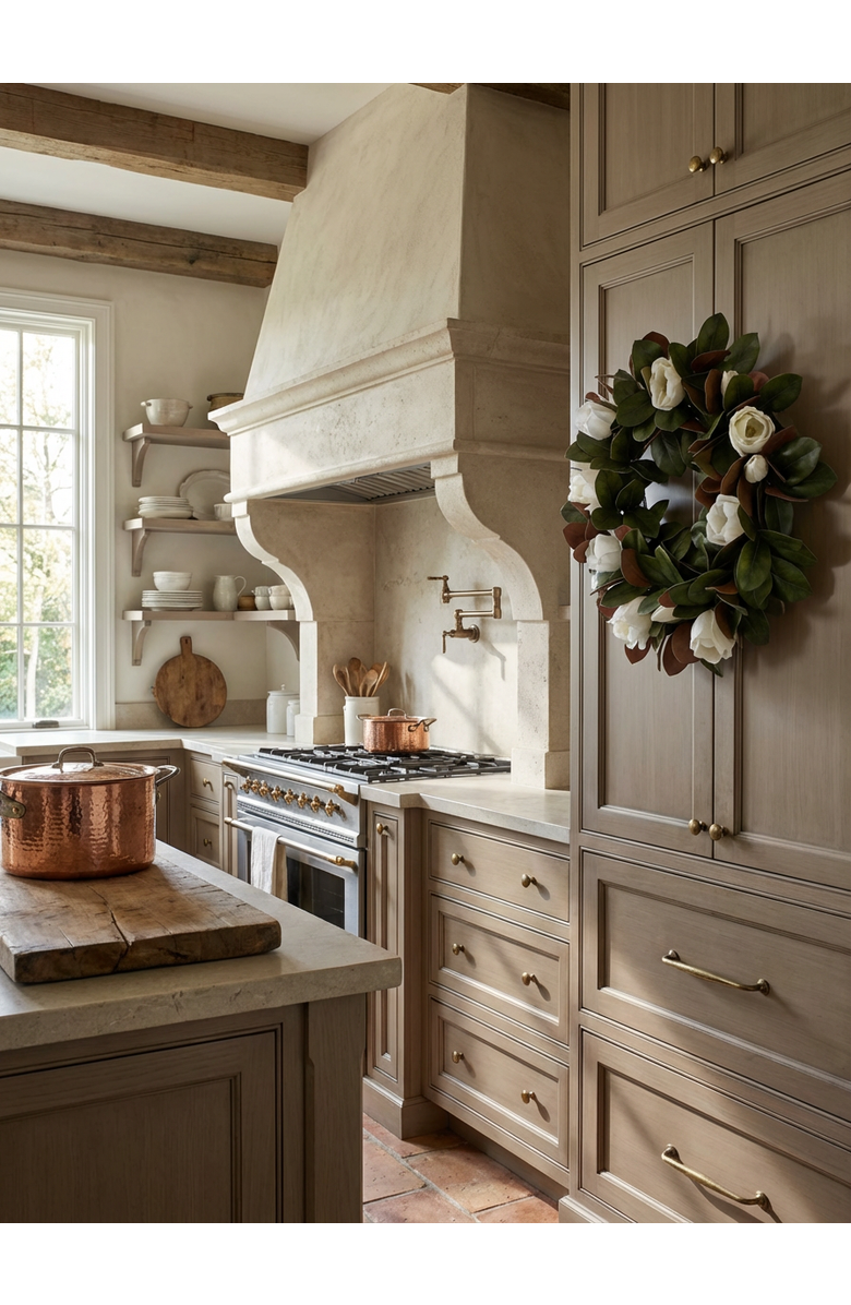 CocoBella Windsor Magnolia Wreath, Alternate, color, Green