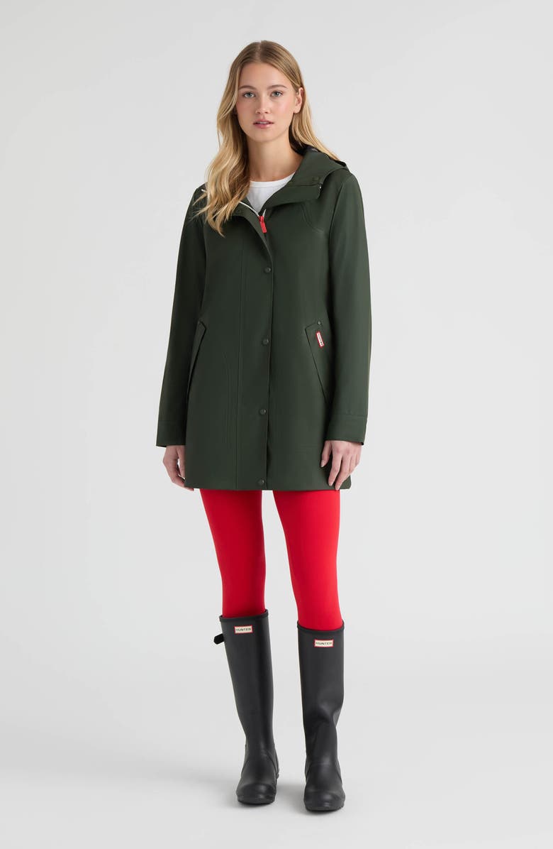 Hunter Acacia Waterproof Rubberized Rain Jacket, Alternate, color, Hunter Green