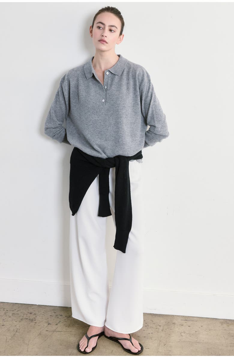 Almina Concept Lightweight Wool Polo, Alternate, color, Grey