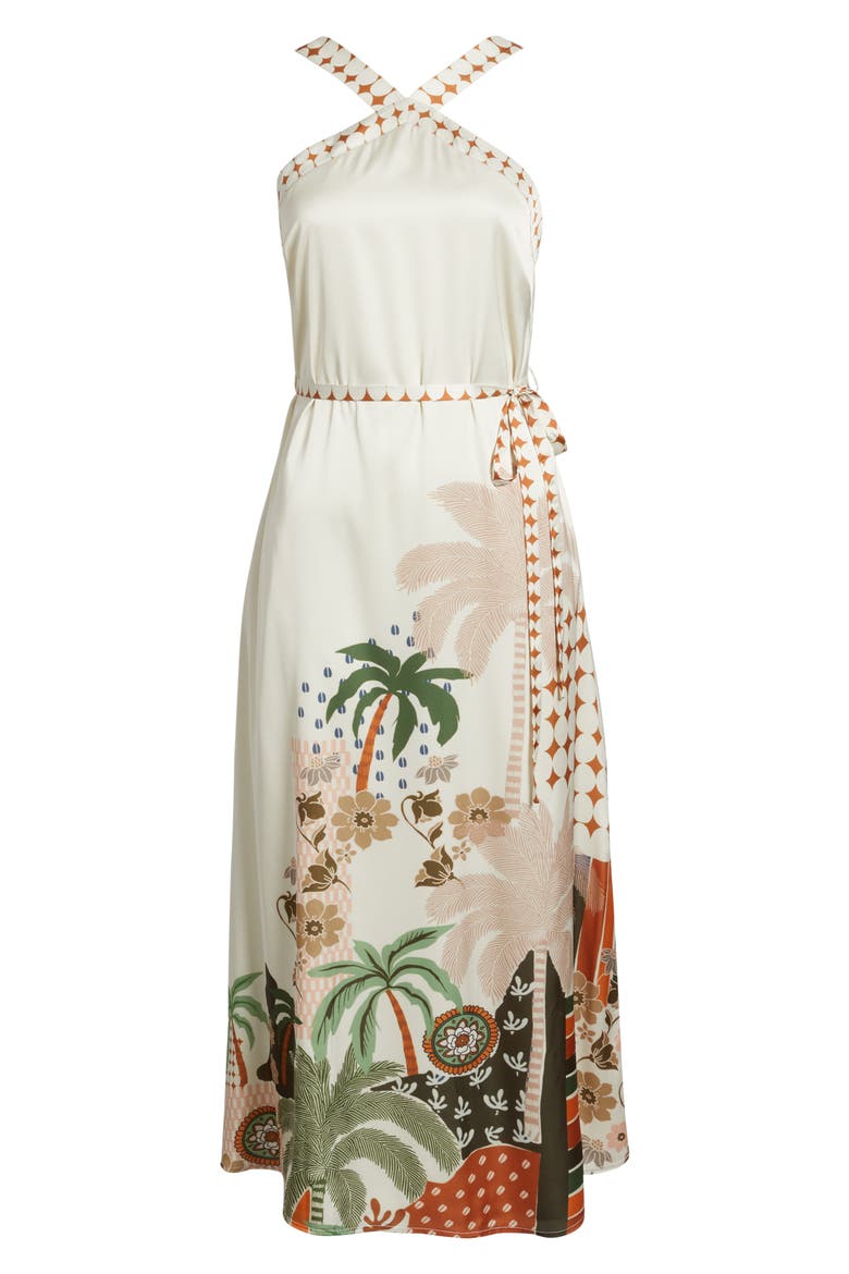 Pricella Botanical Halter Neck Midi Dress, Alternate, color, CREAM MULTI