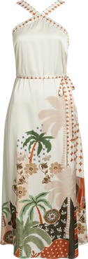 CIEBON Pricella Botanical Halter Neck Midi Dress