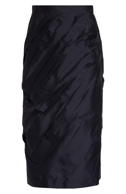 Shushu-tong Navy Pleated Midi Skirt In Navy Blue