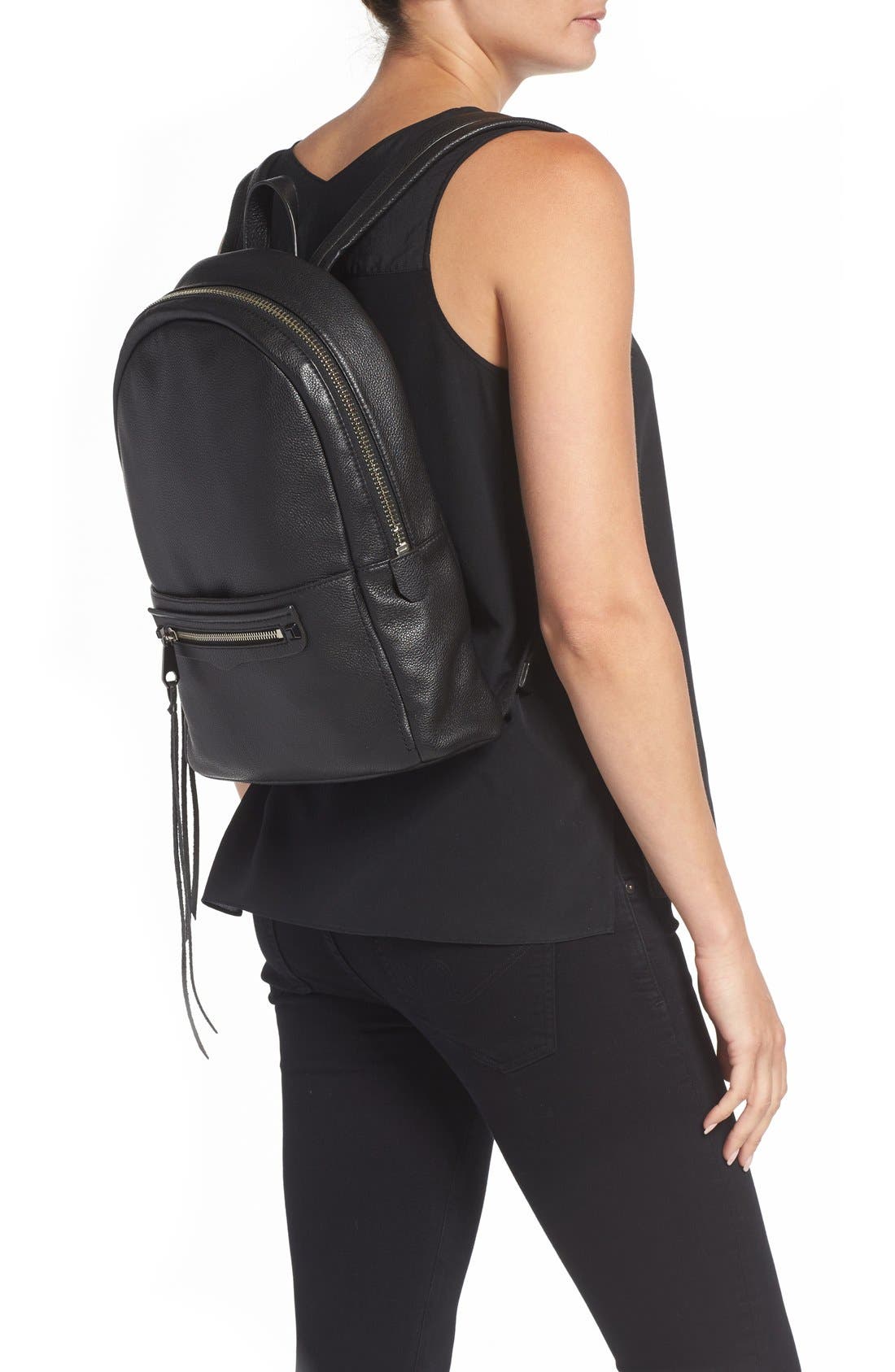 Rebecca Minkoff 'Always On Regan' Leather Backpack, Alternate, color, 