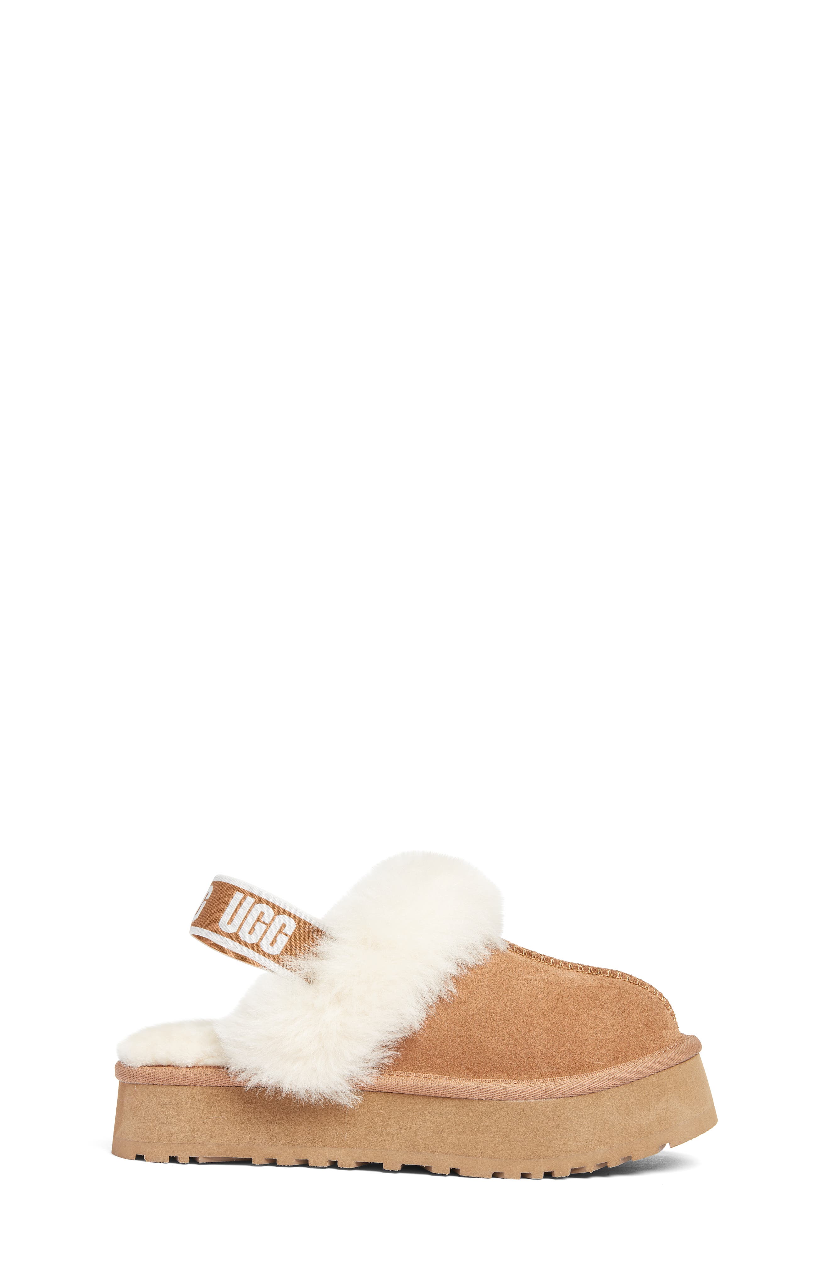 UGG<sup>®</sup> Kids' Funkette Genuine Shearling Slipper, Alternate, color, Chestnut