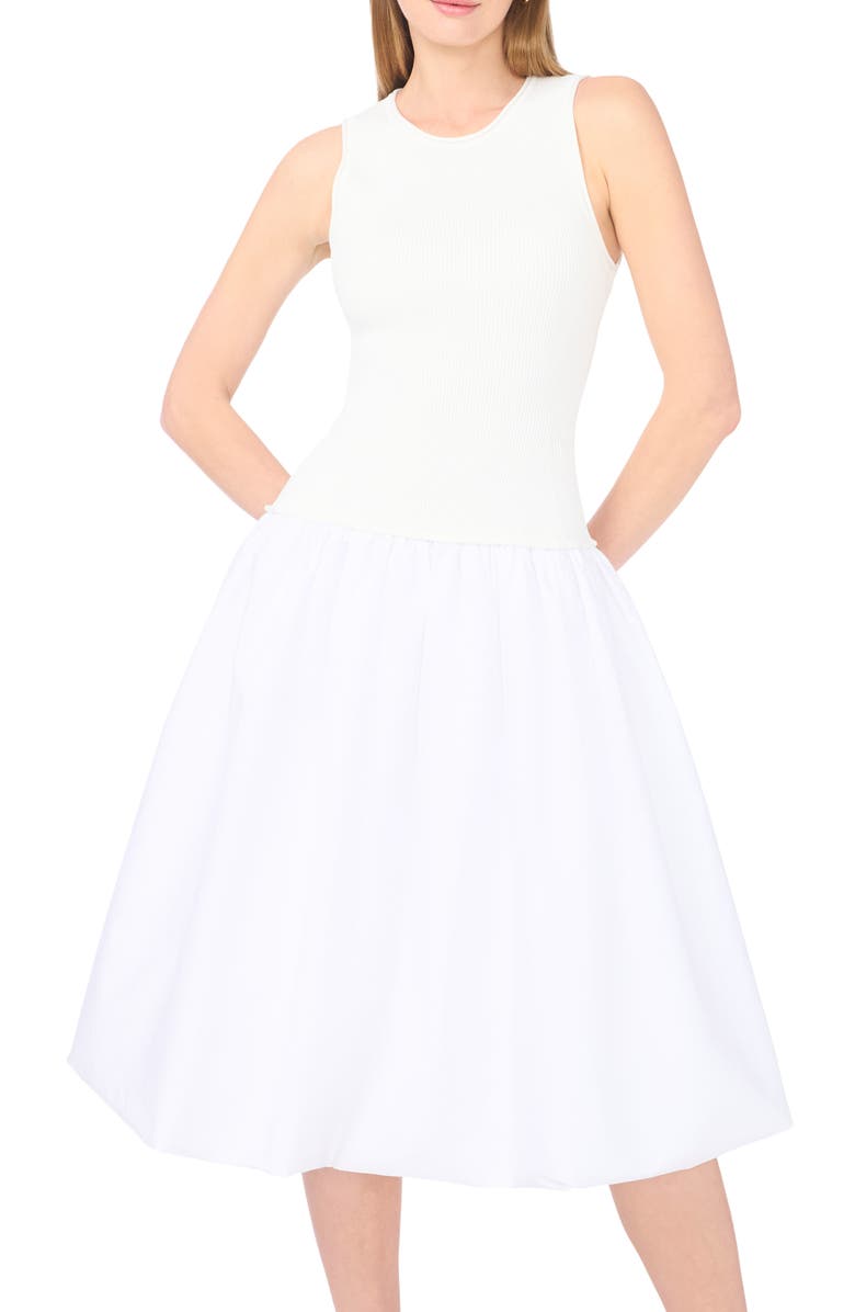 1.STATE Mixed Media Tank Midi Dress, Alternate, color, Ultra White