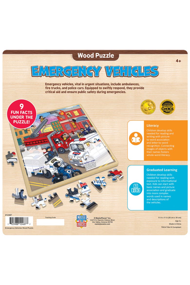 Emergency Vehicles 48 Piece Wood Puzzle, Alternate, color, Multicolor