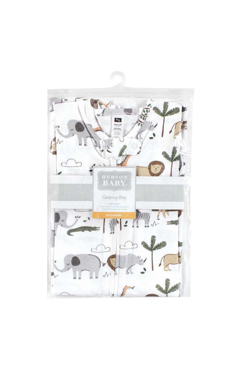 Hudson Baby Cotton Sleeveless Wearable Sleep Sack, Sack, Blanket, Alternate, color, Safari Life