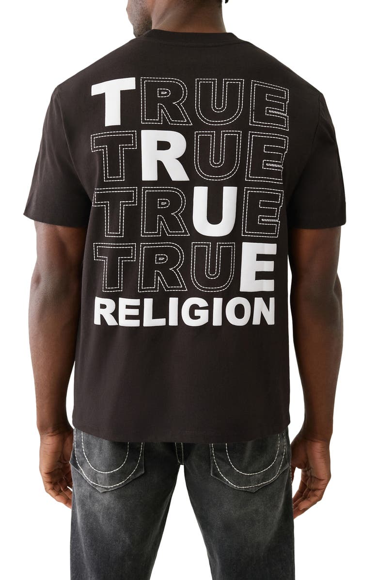 True Religion Embroidered Logo Cotton Graphic T-Shirt, Alternate, color, Jet Black