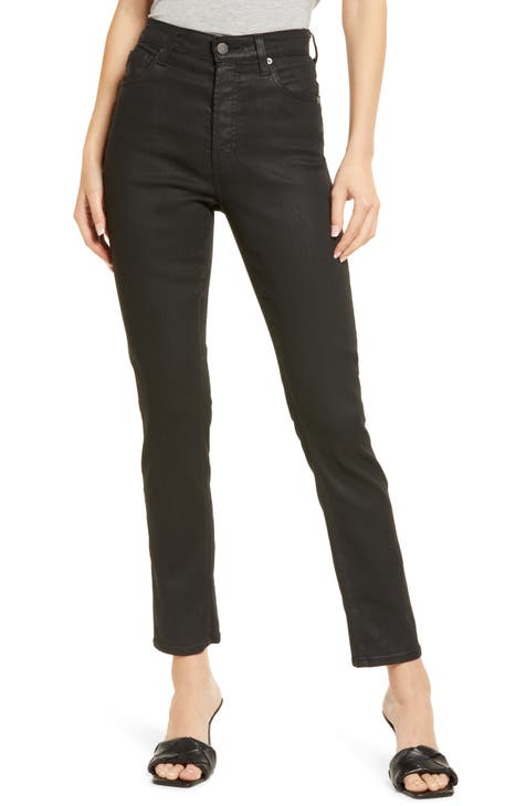 Alexxis Coated Slim Straight Leg Jeans