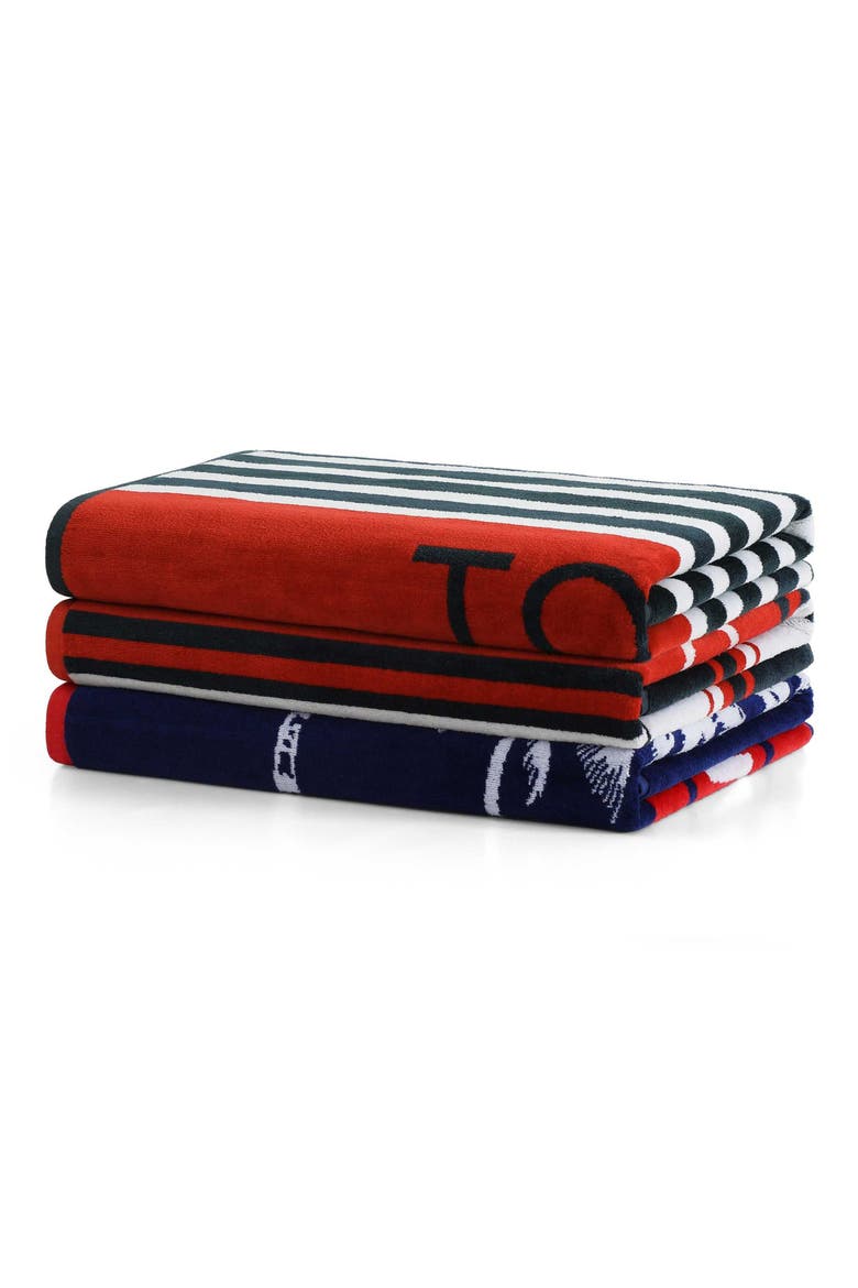 Boulevard Beach Towel, Alternate, color, MIDNIGHT BLUE/ WHITE/ SCARLET