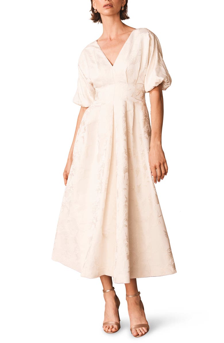 MINT VELVET Jacquard Midi Dress, Alternate, color, Ivory