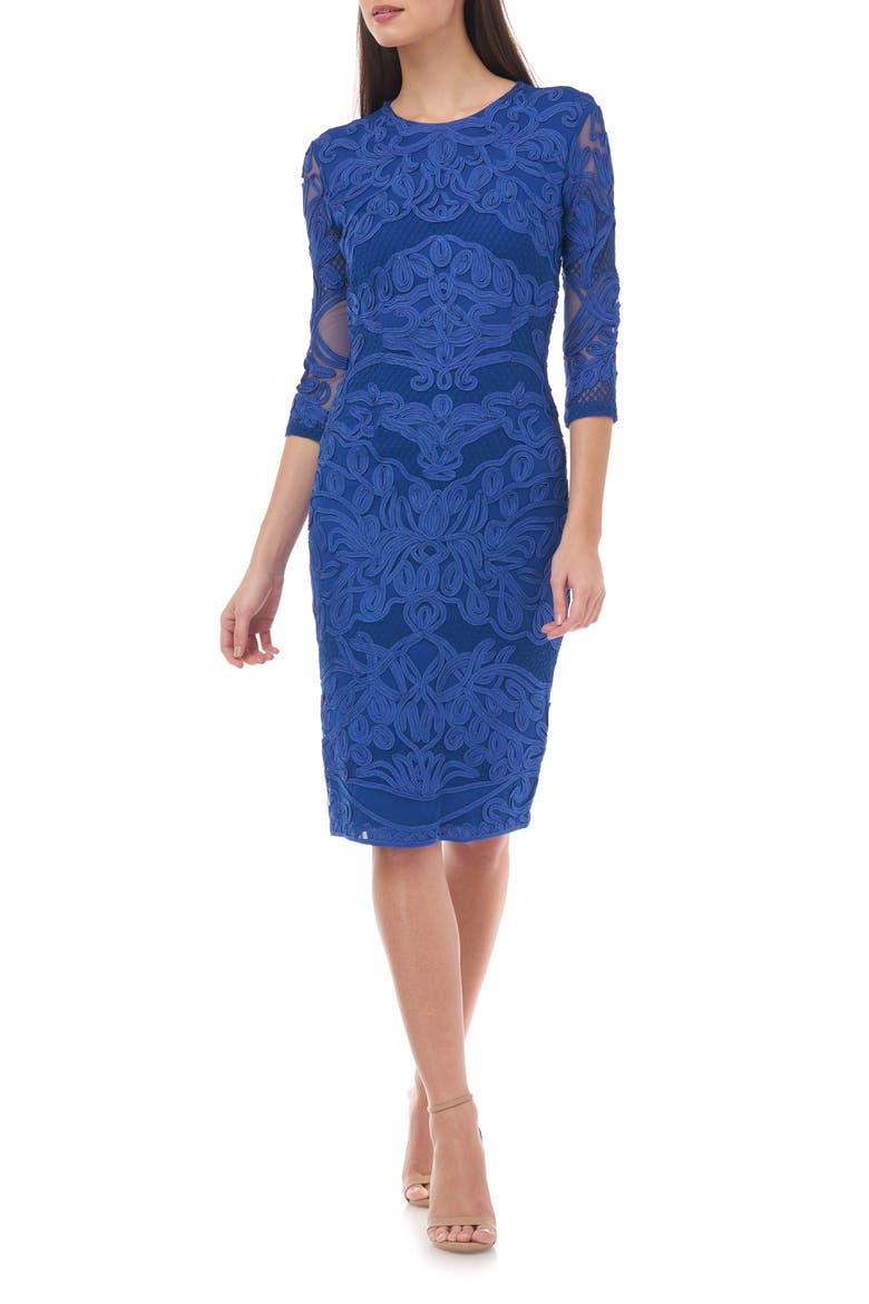 Soutache Cocktail Dress, Main, color, ROYAL
