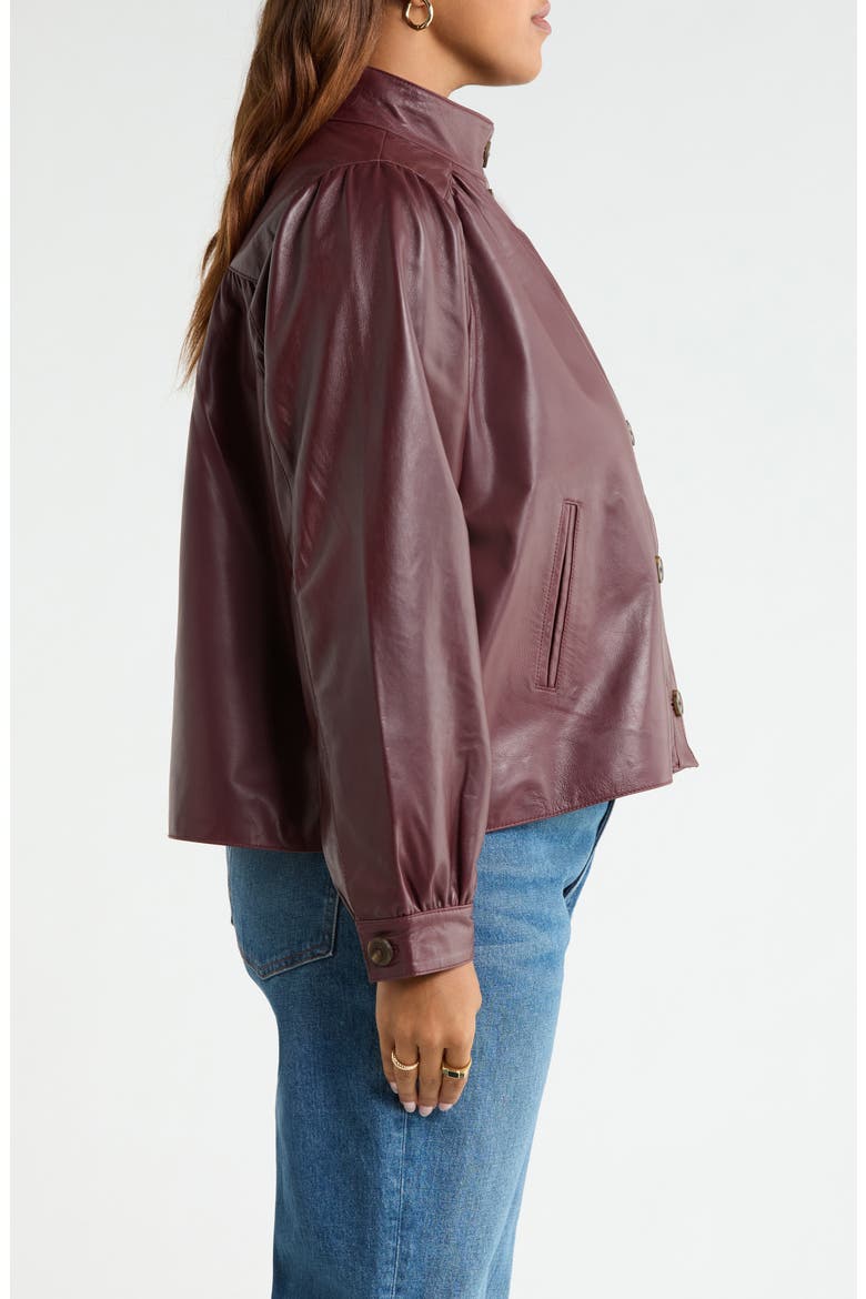 Leather Swing Jacket, Alternate, color, BURGUNDY ROYALE