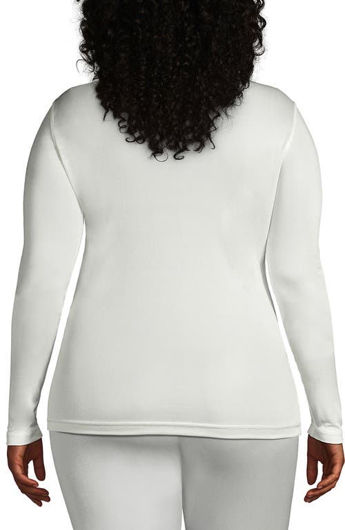 Lands' End Silk Interlock Long Sleeve Crewneck Long Underwear Top In White