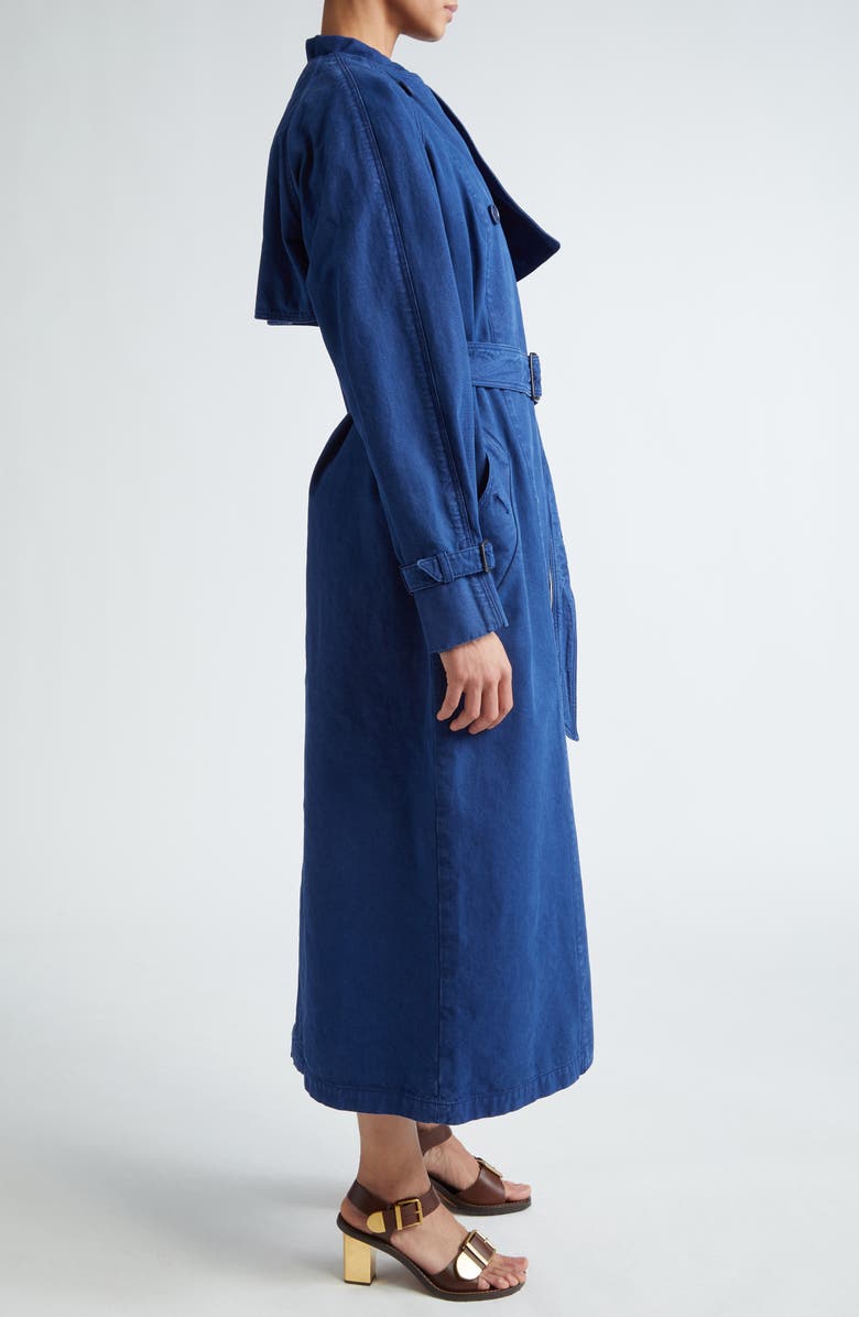 Max Mara Calao Cape Effect Cotton Denim Trench Coat, Alternate, color,