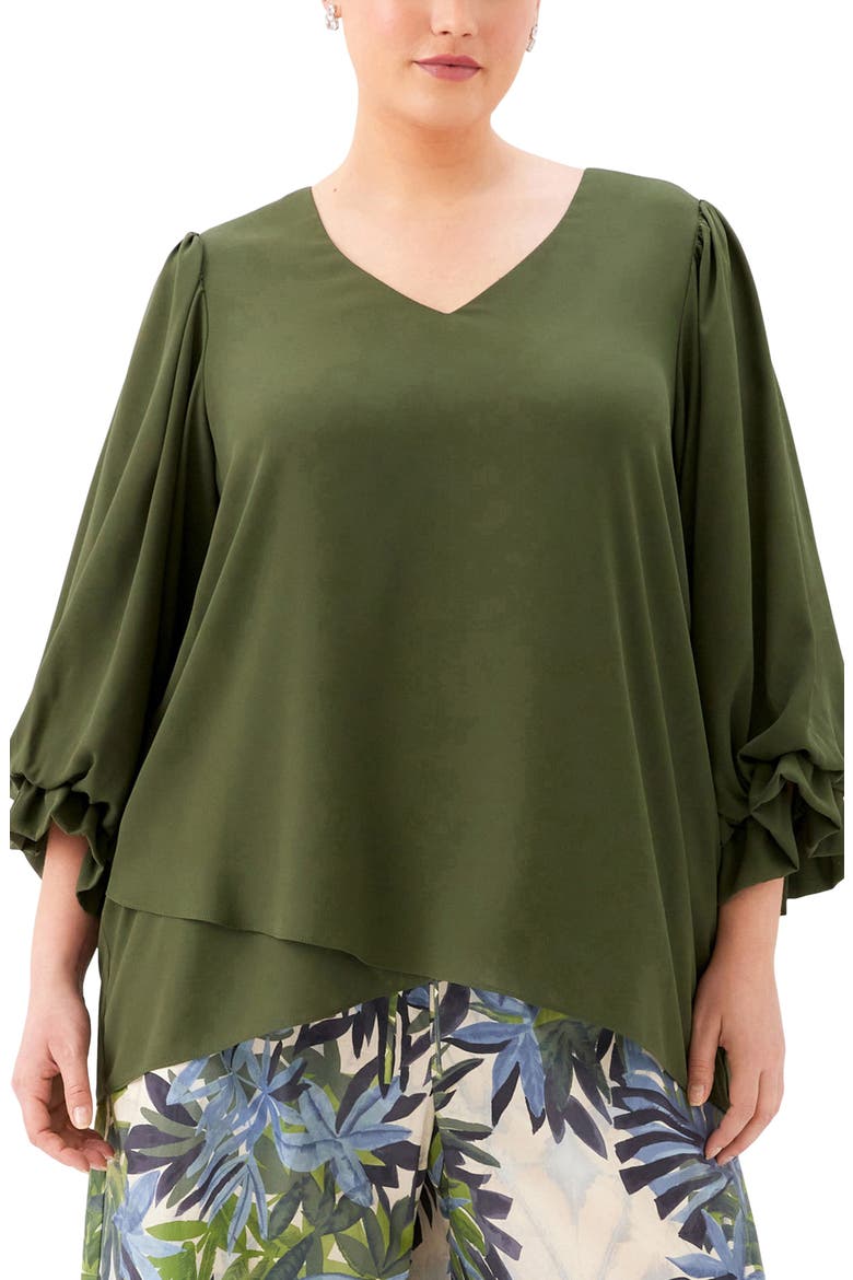 Layered Sleeve Asymmetric Top, Main, color, LIGHT OLIVE