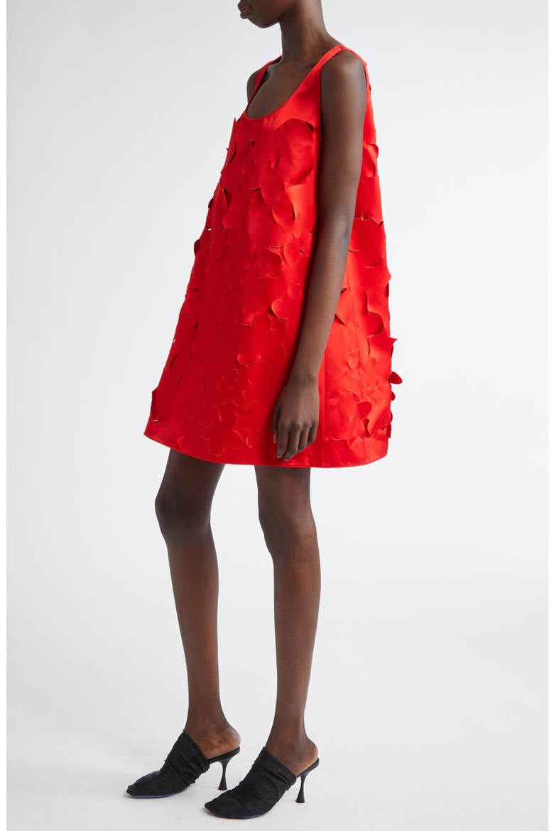 Floral Cutout Duchesse Satin Mindress, Alternate, color, RED