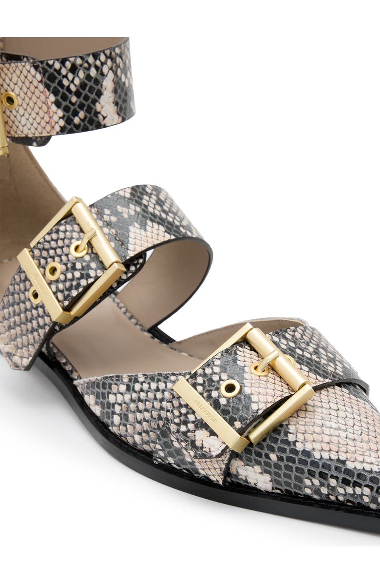 AllSaints Sutton Snakeskin Embossed Pointed Toe Flat, Alternate, color, Flow Ecru White